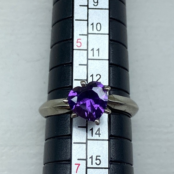 Sterling Silver Purple Heart Gemstone Ring - Picture 1 of 10